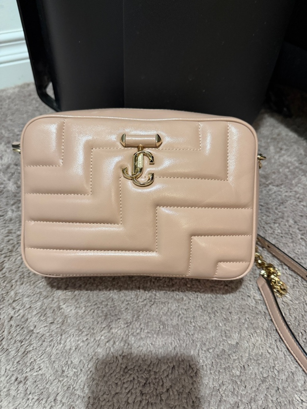 Jimmy Choo Blush Quilted Leather Crossbody Camera Bag
